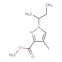 Chemical structure of methyl 1-(butan-2-yl)-4-iodo-1H-pyrazole-3-carboxylate - CSSB00010781121
