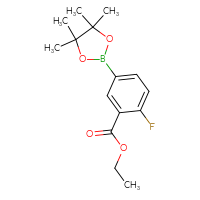 Chemical structure of ethyl 2-fluoro-5-(4,4,5,5-tetramethyl-1,3,2-dioxaborolan-2-yl)benzoate - CSSB00010712880