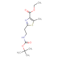 Chemical structure of ethyl 2-(2-{[(tert-butoxy)carbonyl]amino}ethyl)-5-methyl-1,3-thiazole-4-carboxylate - CSSB00133148832