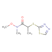 Chemical structure of N-methoxy-N-methyl-2-(1,3,4-thiadiazol-2-ylsulfanyl)propanamide - CSSB01395045910