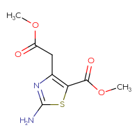 Chemical structure of methyl 2-amino-4-(2-methoxy-2-oxoethyl)-1,3-thiazole-5-carboxylate - CSSB00010140894