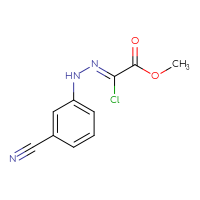 Chemical structure of methyl (2Z)-2-chloro-2-[2-(3-cyanophenyl)hydrazin-1-ylidene]acetate - CSSB03437849276