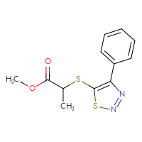 Chemical structure of methyl 2-[(4-phenyl-1,2,3-thiadiazol-5-yl)sulfanyl]propanoate - CSSB00025728292