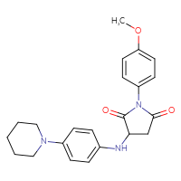Chemical structure of 1-(4-methoxyphenyl)-3-{[4-(piperidin-1-yl)phenyl]amino}pyrrolidine-2,5-dione - CSSB00028032697