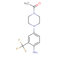 Chemical structure of 1-{4-[4-amino-3-(trifluoromethyl)phenyl]piperazin-1-yl}ethan-1-one - CSSB00020623381