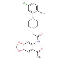 Chemical structure of N-(6-acetyl-2H-1,3-benzodioxol-5-yl)-2-[4-(5-chloro-2-methylphenyl)piperazin-1-yl]acetamide - CSSB02495359943