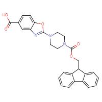 Chemical structure of 2-(4-{[(9H-fluoren-9-yl)methoxy]carbonyl}piperazin-1-yl)-1,3-benzoxazole-5-carboxylic acid - CSSB00161115111