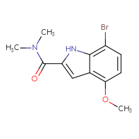Chemical structure of 7-bromo-4-methoxy-N,N-dimethyl-1H-indole-2-carboxamide - CSSB00103402829