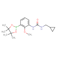 Chemical structure of 3-(cyclopropylmethyl)-1-[2-methoxy-3-(4,4,5,5-tetramethyl-1,3,2-dioxaborolan-2-yl)phenyl]urea - CSSB20636680587