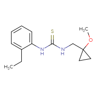 Chemical structure of 1-(2-ethylphenyl)-3-[(1-methoxycyclopropyl)methyl]thiourea - CSSB01893923799