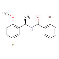 Chemical structure of 2-bromo-N-[(1R)-1-(5-fluoro-2-methoxyphenyl)ethyl]benzamide - CSSB21432548602