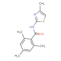 Chemical structure of 2,4,6-trimethyl-N-(4-methyl-1,3-thiazol-2-yl)benzamide - CSSB00103850329