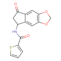 Chemical structure of N-{7-oxo-2H,5H,6H,7H-indeno[5,6-d][1,3]dioxol-5-yl}thiophene-2-carboxamide - CSSB00025738015