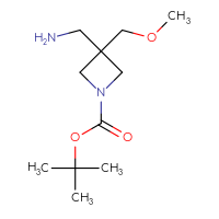 Chemical structure of tert-butyl 3-(aminomethyl)-3-(methoxymethyl)azetidine-1-carboxylate - CSSB00015471058