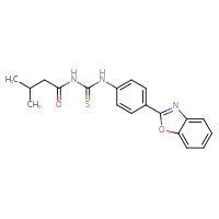Chemical structure of 1-[4-(1,3-benzoxazol-2-yl)phenyl]-3-(3-methylbutanoyl)thiourea - CSSB00121603343