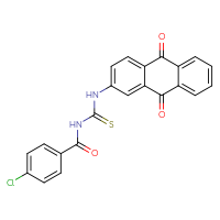 Chemical structure of 3-(4-chlorobenzoyl)-1-(9,10-dioxo-9,10-dihydroanthracen-2-yl)thiourea - CSSB00121706688