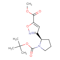 Chemical structure of methyl 3-[(2R)-1-[(tert-butoxy)carbonyl]pyrrolidin-2-yl]-1,2-oxazole-5-carboxylate - CSSB00033630246