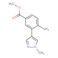 Chemical structure of methyl 4-methyl-3-(1-methyl-1H-pyrazol-4-yl)benzoate - CSSB01788081136