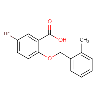Chemical structure of 5-bromo-2-[(2-methylphenyl)methoxy]benzoic acid - CSSB00000490845