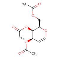 Chemical structure of [(2R,3R,4R)-3,4-bis(acetyloxy)-3,4-dihydro-2H-pyran-2-yl]methyl acetate - CSSB00016300248