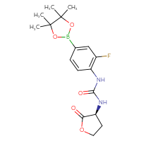 Chemical structure of 1-[2-fluoro-4-(4,4,5,5-tetramethyl-1,3,2-dioxaborolan-2-yl)phenyl]-3-[(3S)-2-oxooxolan-3-yl]urea - CSSB21245995666
