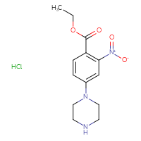 Chemical structure of ethyl 2-nitro-4-(piperazin-1-yl)benzoate hydrochloride - CSSB21495907467