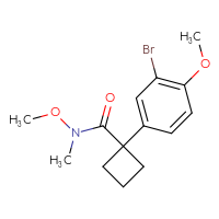 Chemical structure of 1-(3-bromo-4-methoxyphenyl)-N-methoxy-N-methylcyclobutane-1-carboxamide - CSSB21151593314