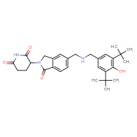 Chemical structure of 3-[5-({[(3,5-di-tert-butyl-4-hydroxyphenyl)methyl]amino}methyl)-1-oxo-2,3-dihydro-1H-isoindol-2-yl]piperidine-2,6-dione - CSSB06700994182