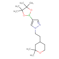 Chemical structure of 1-[2-(2,2-dimethyloxan-4-yl)ethyl]-4-(4,4,5,5-tetramethyl-1,3,2-dioxaborolan-2-yl)-1H-pyrazole - CSSB03572546277
