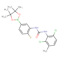 Chemical structure of 3-(2,6-dichloro-3-methylphenyl)-1-[2-fluoro-5-(4,4,5,5-tetramethyl-1,3,2-dioxaborolan-2-yl)phenyl]urea - CSSB21332089913