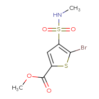 Chemical structure of methyl 5-bromo-4-(methylsulfamoyl)thiophene-2-carboxylate - CSSB00011275434