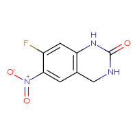 Chemical structure of 7-fluoro-6-nitro-1,2,3,4-tetrahydroquinazolin-2-one - CSSB00039399290