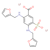 Chemical structure of dilithium(1+) 2,4-bis({[(furan-2-yl)methyl]amino})-5-sulfonatobenzoate - CSSB00138558074