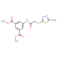 Chemical structure of 1,3-dimethyl 5-{2-[(5-methyl-1,3,4-thiadiazol-2-yl)sulfanyl]acetamido}benzene-1,3-dicarboxylate - CSSB00026202894