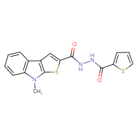 Chemical structure of N'-{8-methyl-8H-thieno[2,3-b]indole-2-carbonyl}thiophene-2-carbohydrazide - CSSB00138418464