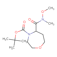 Chemical structure of tert-butyl 5-[methoxy(methyl)carbamoyl]-1,4-oxazepane-4-carboxylate - CSSB02516934876