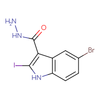 Chemical structure of 5-bromo-2-iodo-1H-indole-3-carbohydrazide - CSSB21151595581