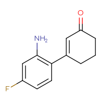 Chemical structure of 3-(2-amino-4-fluorophenyl)cyclohex-2-en-1-one - CSSB06583536027