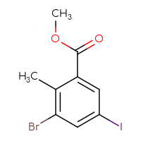 Chemical structure of methyl 3-bromo-5-iodo-2-methylbenzoate - CSSB00012569200