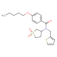 Chemical structure of N-(1,1-dioxo-1λ⁶-thiolan-3-yl)-4-(pentyloxy)-N-[(thiophen-2-yl)methyl]benzamide - CSSB00026750631