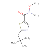 Chemical structure of 2-(2,2-dimethylpropyl)-N-methoxy-N-methyl-1,3-thiazole-5-carboxamide - CSSB01994356583
