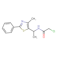 Chemical structure of 2-chloro-N-[1-(4-methyl-2-phenyl-1,3-thiazol-5-yl)ethyl]acetamide - CSSB02019789869