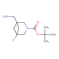 Chemical structure of tert-butyl 1-(aminomethyl)-5-fluoro-3-azabicyclo[3.1.1]heptane-3-carboxylate - CSSB00160469044