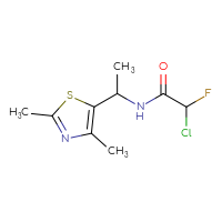 Chemical structure of 2-chloro-N-[1-(2,4-dimethyl-1,3-thiazol-5-yl)ethyl]-2-fluoroacetamide - CSSB21332125517