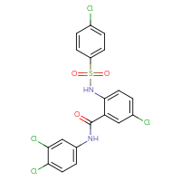 Chemical structure of 5-chloro-2-(4-chlorobenzenesulfonamido)-N-(3,4-dichlorophenyl)benzamide - CSSB00121698011