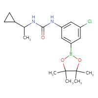Chemical structure of 1-[3-chloro-5-(4,4,5,5-tetramethyl-1,3,2-dioxaborolan-2-yl)phenyl]-3-(1-cyclopropylethyl)urea - CSSB15001242956