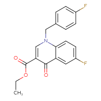 Chemical structure of ethyl 6-fluoro-1-[(4-fluorophenyl)methyl]-4-oxo-1,4-dihydroquinoline-3-carboxylate - CSSB00020653531