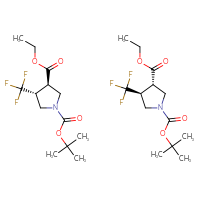 Chemical structure of 1-tert-butyl 3-ethyl (3R,4R)-4-(trifluoromethyl)pyrrolidine-1,3-dicarboxylate; 1-tert-butyl 3-ethyl (3S,4S)-4-(trifluoromethyl)pyrrolidine-1,3-dicarboxylate - CSSB20504705043
