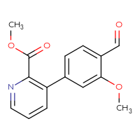 Chemical structure of methyl 3-(4-formyl-3-methoxyphenyl)pyridine-2-carboxylate - CSSB06585980364