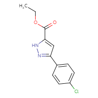 Chemical structure of ethyl 3-(4-chlorophenyl)-1H-pyrazole-5-carboxylate - CSSB00000518933
